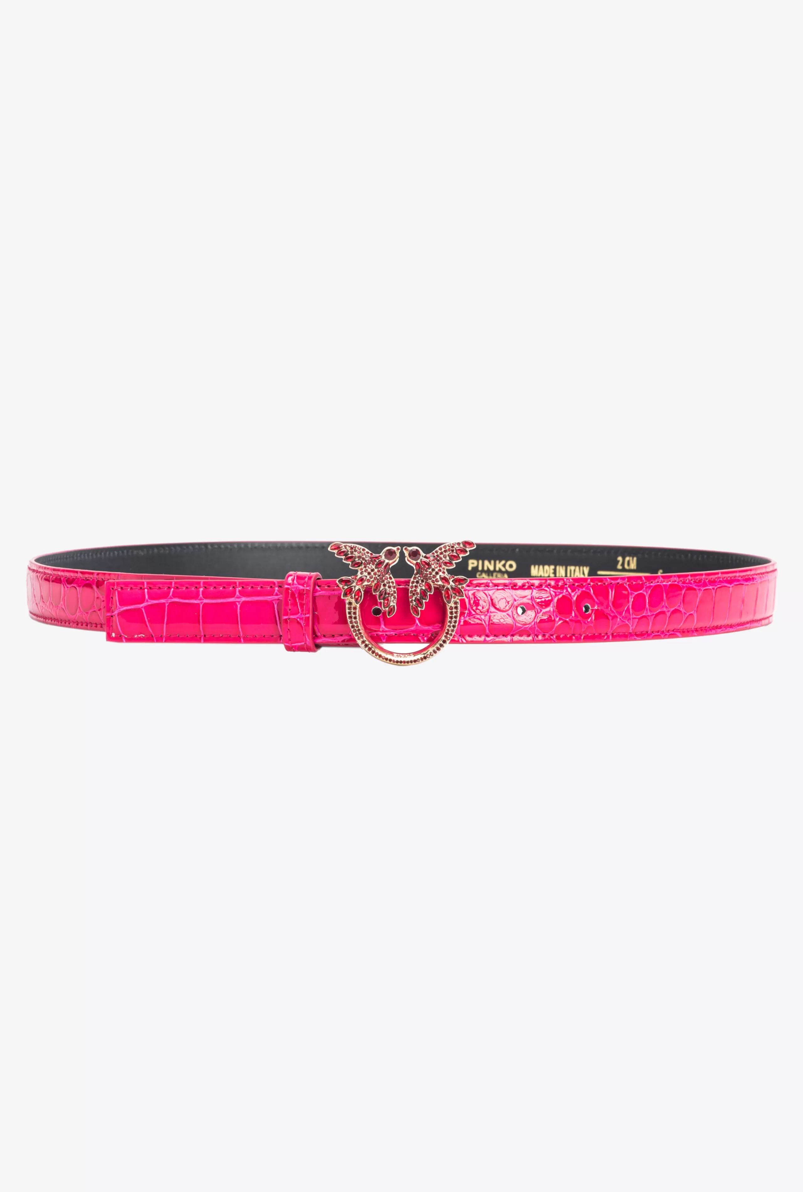 PINKO Paski | Limited Edition-Cienki Pasek 2 Cm Z Klamrą Love Birds Kolorowy Krokodyl Z Połyskiem Galleria