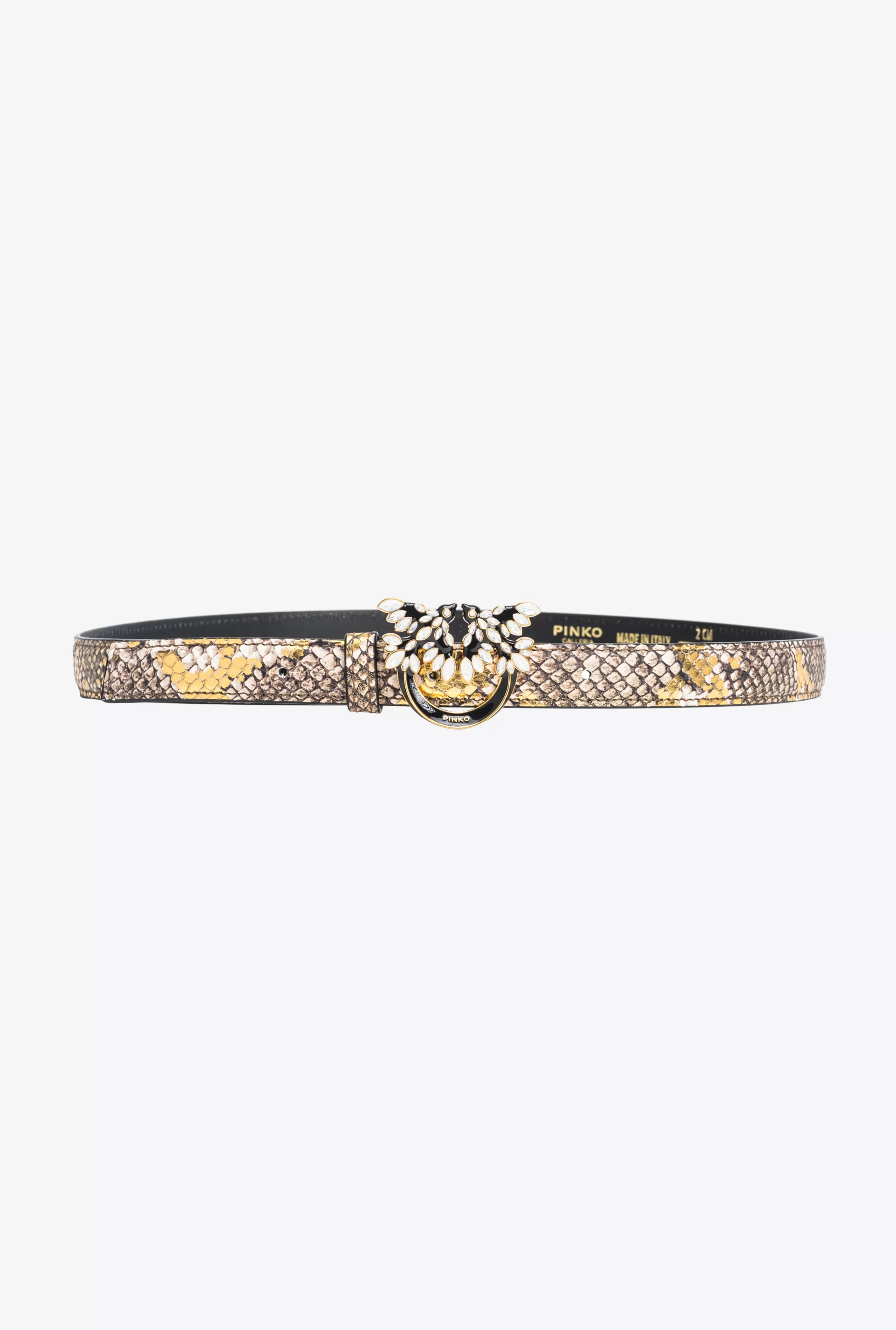 PINKO Paski | Limited Edition-Cienki Pasek 2 Cm Z Klamrą Love Birds Laminowany Wąż Galleria