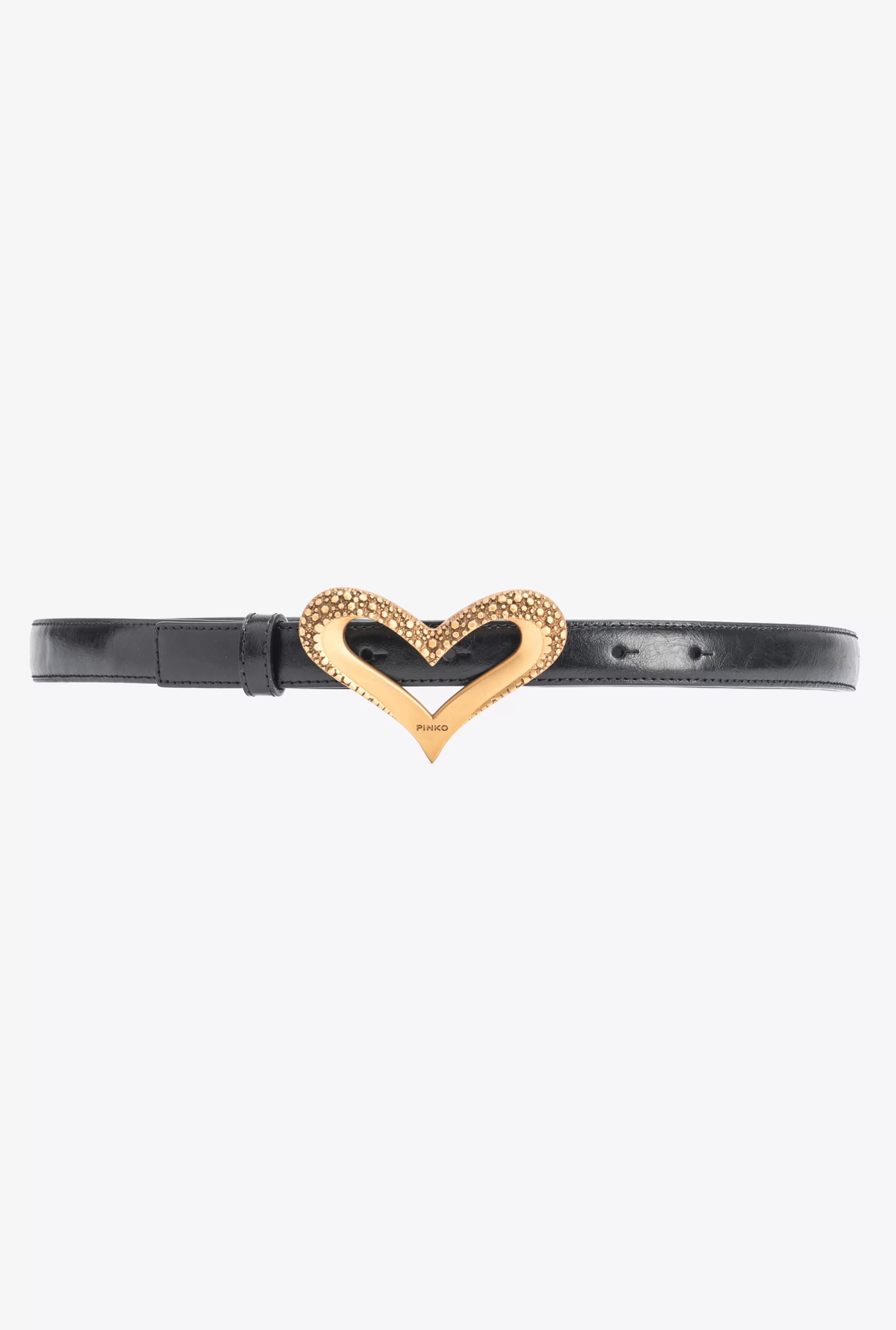 PINKO Paski-Cienki Skórzany Pasek Heart Vintage 2cm