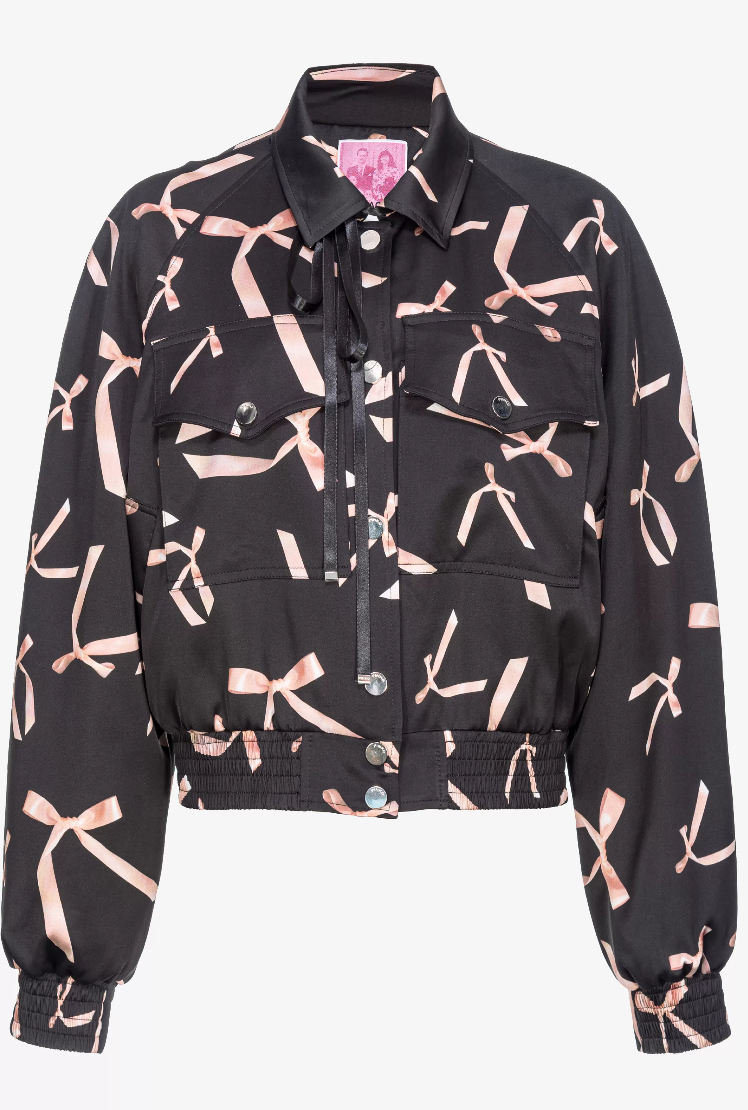 PINKO Odzież wierzchnia-Satynowa Kurtka Bomber Z Nadrukiem W Kokardy Reimagine BY Patrick McDowell